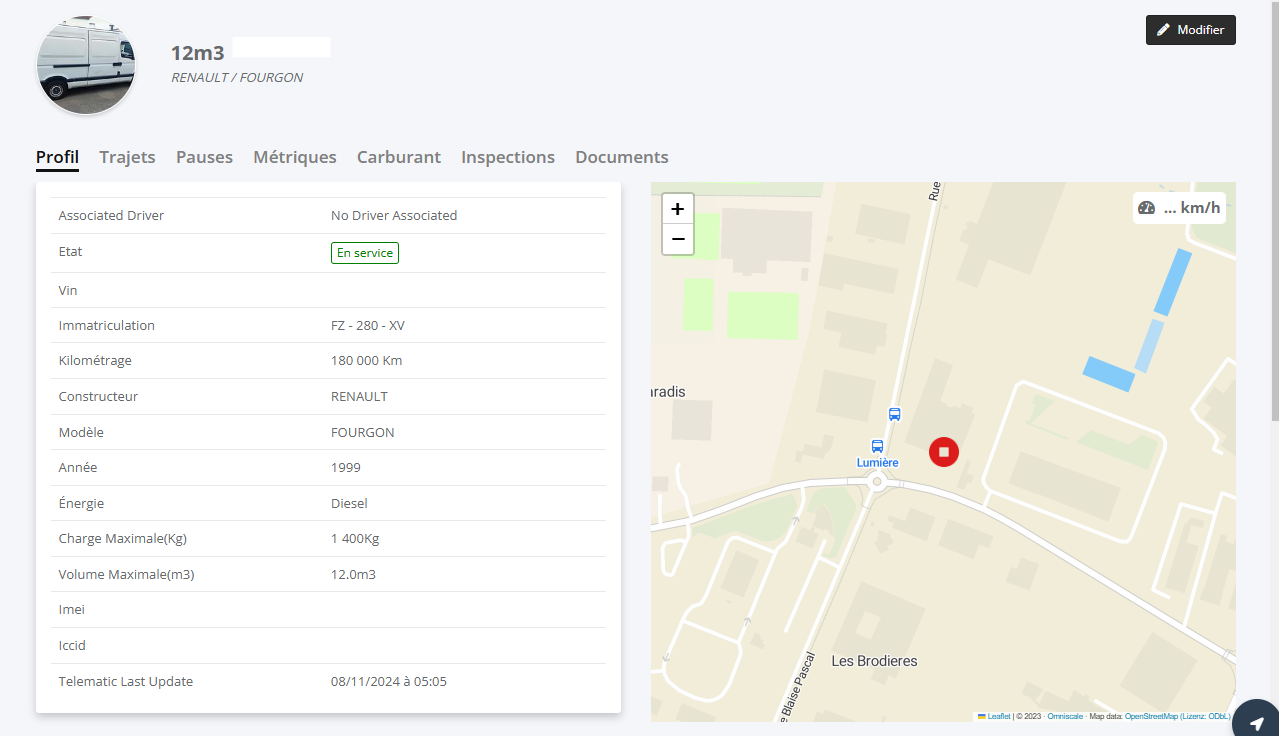 toncarton : le profil du véhicule sur la plateforme en ligne
