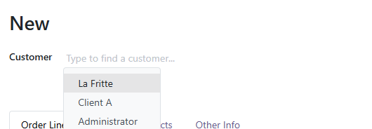 Toncarton et Odoo : sélectionnez votre client dans la partie “Customer” Toncarton et Odoo : sélectionnez votre client dans la partie “Customer”