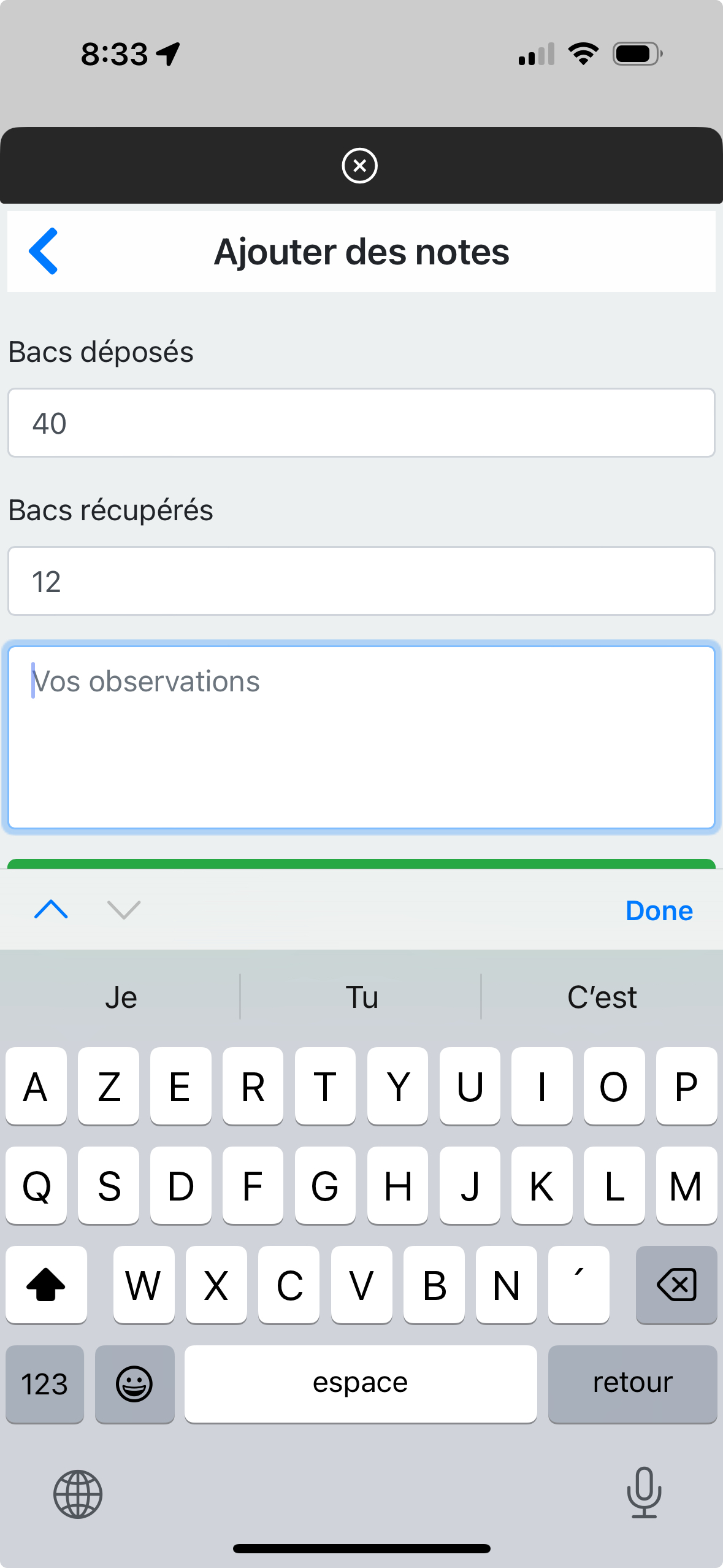 application mobile Toncarton Driver "preuve de livraison"