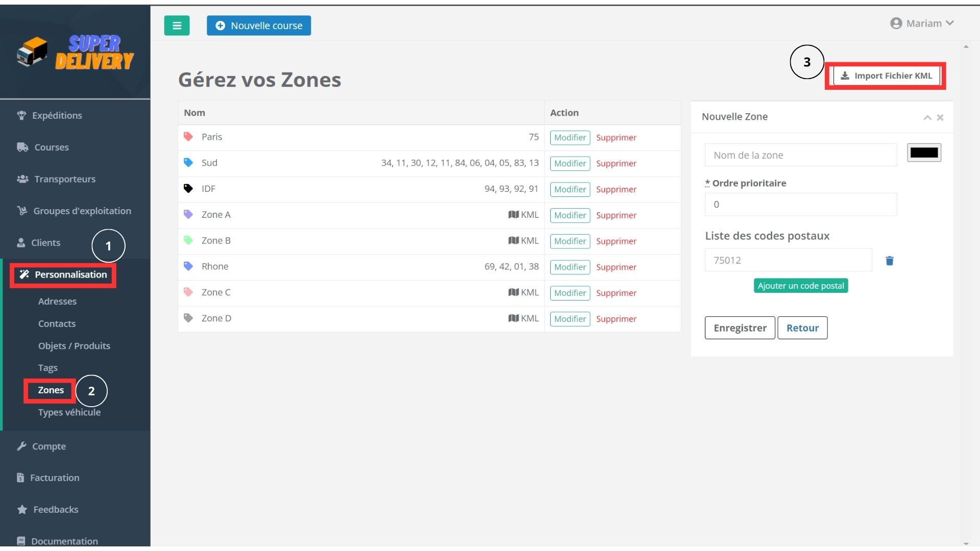 Toncarton : importer le fihcier KML sur votre espace professionnelle