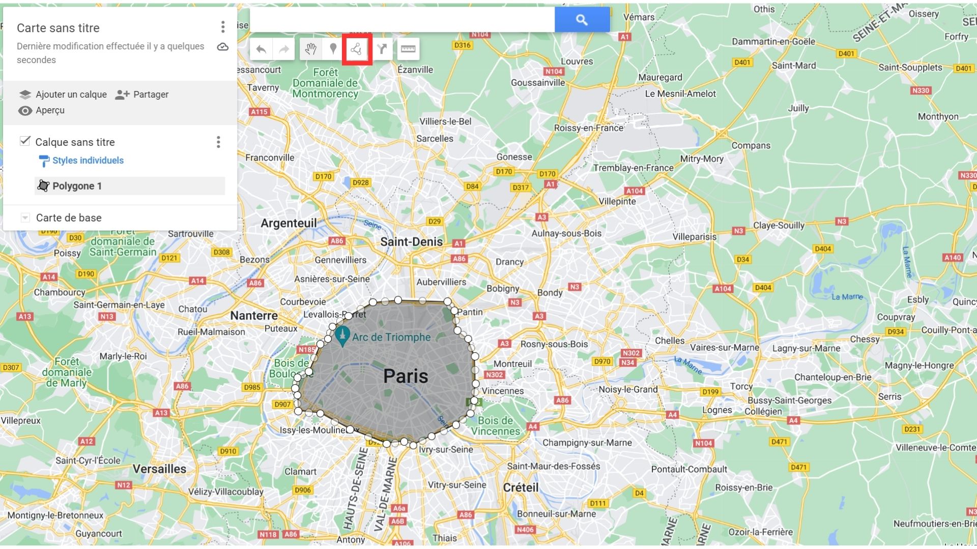 Toncarton : tracer une zone sur google mymaps